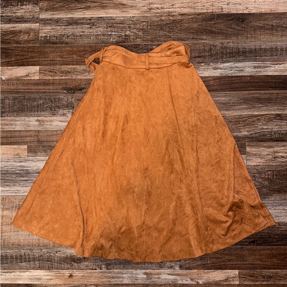 Jealous Tomato Camel A-Line Skirt with Tie Waist - Picture 2 of 4